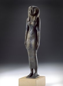 女神伊希斯的图，纳帕坦时期，公元前900  -  300年（空心青铜，木质底座）